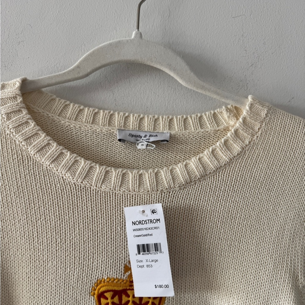 SPORTY & RICH Embroidered Wool Sweater XL - Picture 4 of 6